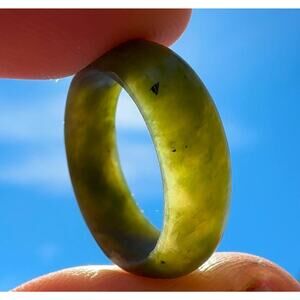 Vintage Jade Band Ring 6mm size 5.5